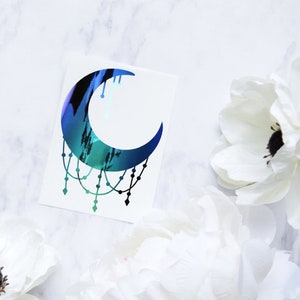 Crescent Moon Decal | Multi-chrome Holographic Moon Sticker | Moon Car Decal | Opal Vinyl Decal | Crescent Moon Laptop Decal