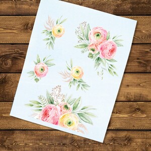 Pink and Yellow Floral Decal Pack | Watercolor Floral Vinyl Decals | Flower Sticker Sheet | Pink Flower Stickers