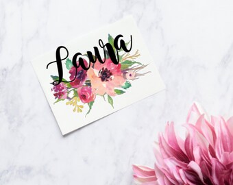 Flower Monogram Decal  | Watercolor Flower Bouquet | Flower Monogram Sticker | Flower Decal | Flower Sticker