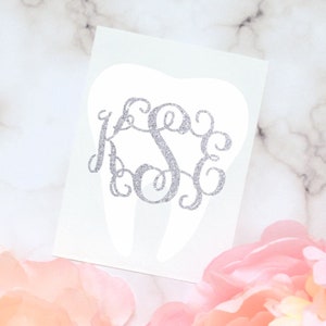 Monogram Tooth Decal | Monogram Tooth Vinyl Decal | Dentist Decal | Dental Hygienist | Dentist Gift | Tooth Sticker