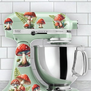 Mushroom Mixer Decals | Watercolor Decals | Mushroom Decal | Kitchen Mixer Decals | Mushroom and Fern Decal | Fungi Mixer Decal | Mycology