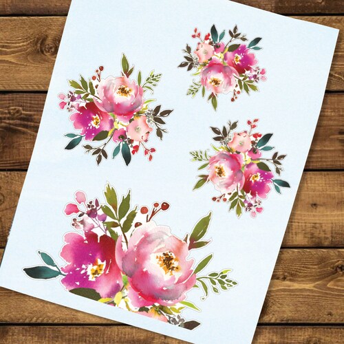 Watercolor Flower Bouquet Sticker Purple Floral Tumbler - Etsy