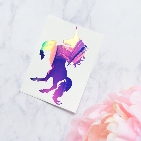 Unicorn Decal | Multi-chrome Holographic Unicorn Sticker | Laptop Car Decal | Opal Vinyl Decal | Unicorn Car Decal