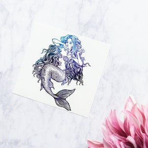 Watercolor Mermaid Sticker | Blue Purple Watercolor Siren Tumbler Decal | Mermaid Car Decal | Mermaid Sticker | Mermaid Laptop Decal