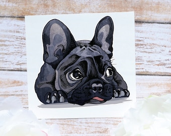 French Bulldog Black Sticker | Watercolor Frenchie Dog Vinyl Sticker | Dog Decal | Dog Sticker | Frenchie Decal | Frenchie Sticker