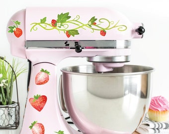 Strawberry Mixer Decals | Strawberry Decals | Watercolor Strawberry Stickers | Fruit Decal | Kitchen Mixer Decal  | Stand Mixer Decals