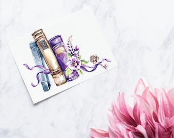 Book Sticker | Book Purple Floral Vinyl Sticker | Reading Decal | Book Lover Gift | Book Flower Decal | Watercolor Decal