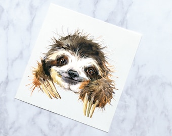 Watercolor Sloth Sticker | Cute Sloth Vinyl Decal | Sloth Sticker | Cute Animal Tumbler Decal | Sloth Laptop Sticker