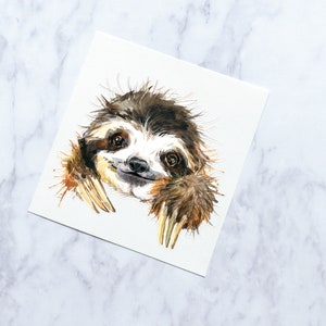 Watercolor Sloth Sticker | Cute Sloth Vinyl Decal | Sloth Sticker | Cute Animal Tumbler Decal | Sloth Laptop Sticker