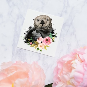 Watercolor Sea Otter Sticker | Watercolor Animal Tumbler Decal | Sea Otter Car Sticker | Otter Sticker  | Laptop Decal
