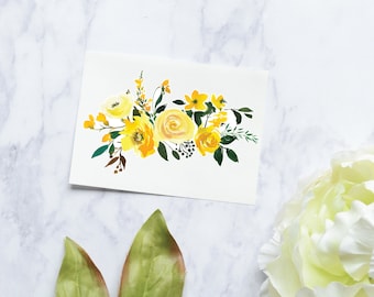 Yellow Flower Bouquet Sticker | Floral Watercolor Flower Tumbler Decal | Yellow Peony Sticker | Flower Car Decal