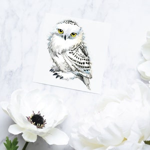 Snowy Owl Vinyl Decal: Watercolor Style Sticker