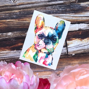 Rainbow French Bulldog Sticker | Watercolor Frenchie Decal | Dog Decal | Frenchie Decal | Frenchie Dog Sticker | French Bulldog Decal
