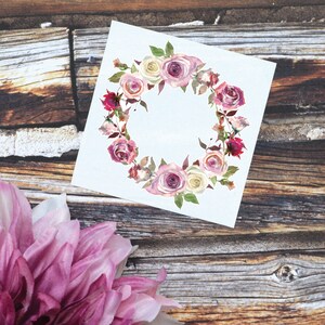 Rose Flower Wreath Sticker | Lavender Rose Flower Decal | Watercolor Flower Decal | Purple Floral Decal | Floral Wreath Sticker