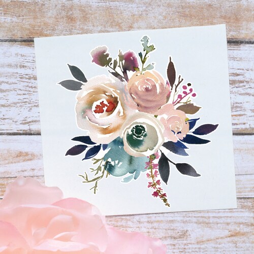 Watercolor Flower Bouquet Sticker Purple Floral Tumbler - Etsy