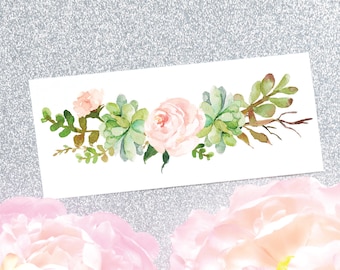 Succulent Bouquet Sticker | Watercolor Succulent Pink Flower Tumbler Decal | Succulent Decal | Succulent Sticker