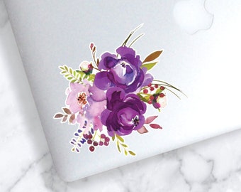 Watercolor Flower Bouquet Sticker | Purple Floral Tumbler Decal | Purple Flower Sticker | Flower Decal  | Flower Car Decal