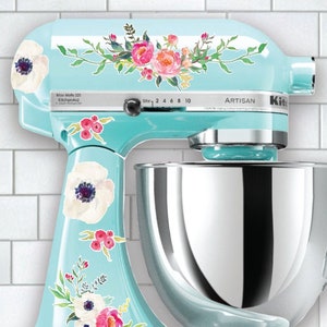 Poppy Peony Flower Mixer Decals | Watercolor Floral Decals | Flower Decal | Kitchen Mixer Decals | Stand Mixer Decals | Flower Kitchen Decor