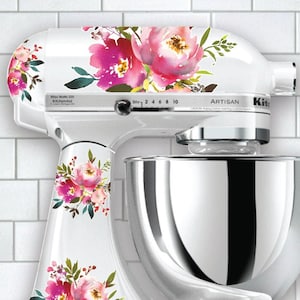 Dark Pink Flower Mixer Decals | Watercolor Floral Decals | Flower Decal | Kitchen Mixer Decals | Kitchen Decals | Stand Mixer Decals
