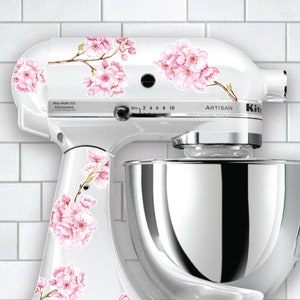 Cherry Blossom Mixer Decals | Watercolor Floral Decals | Pink Flower Decal | Kitchen Mixer Decals | Stand Mixer Decal | Cherry Blossom Decal