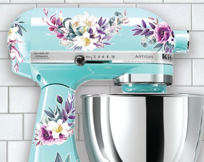Lily and Purple Flower Mixer Decals Watercolor Floral Decals Flower