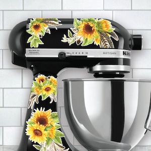 Sunflower Mixer Decals | Featured in Pioneer Woman Magazine | Watercolor Floral Decals | Sunflower Decal | Stand Mixer Decals