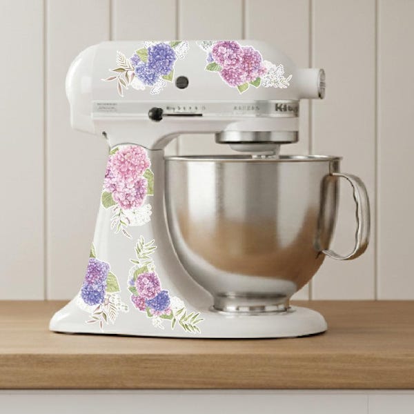 Watercolor Hydrangea Floral Mixer Decals: Pastel Flower Stickers