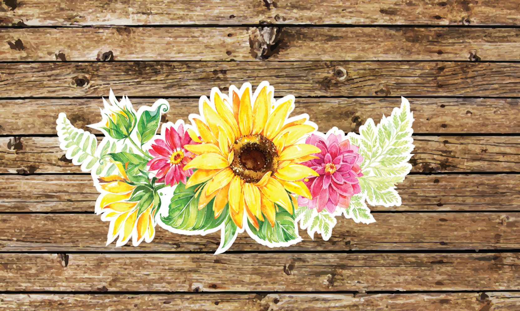 Watercolor Sunflower Bouquet Vinyl Decal: Floral Tumbler Sticker - Etsy