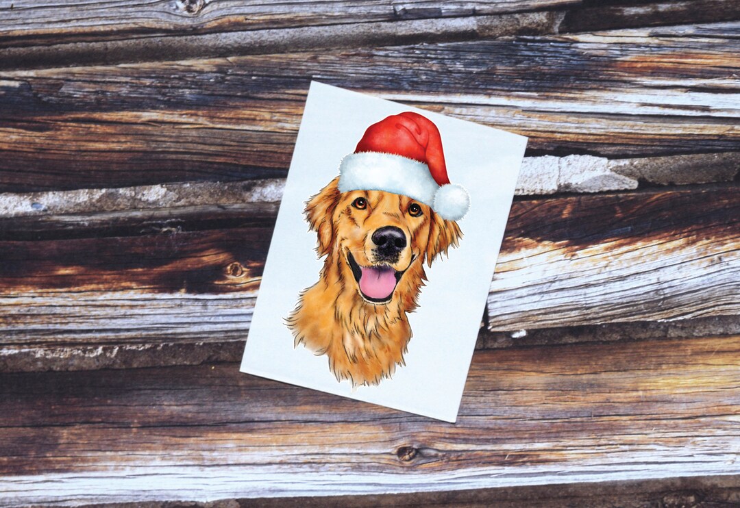 Golden Retriever Santa Sticker | Santa Dog Sticker | Dog Decal ...