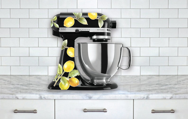 Lemon Branch Mixer Decals Lemon Decals Watercolor Lemon Stickers Stand Mixer Decals Kitchen Sticker Lemon Kitchen Decor image 4