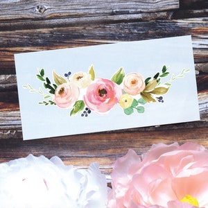 Watercolor Flower Bouquet Decal | Pink and Blush | Floral Tumbler Decal | Flower Sticker | Flower Decal | Laptop Decal
