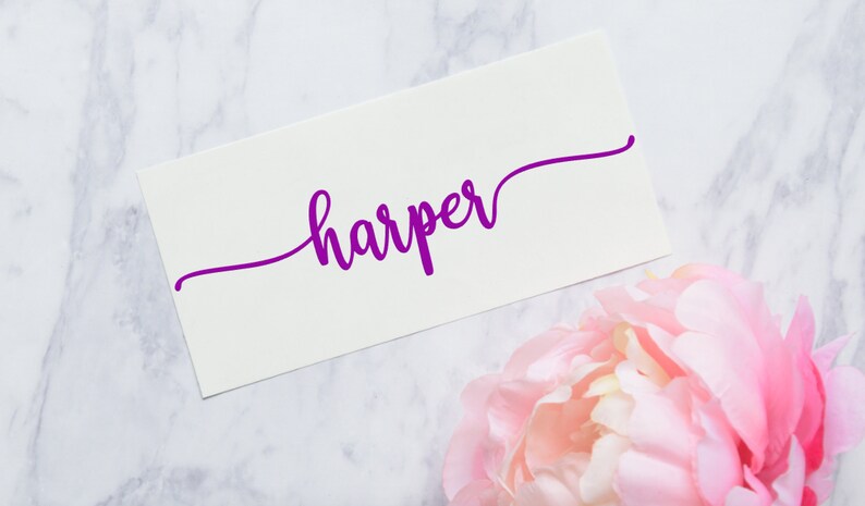 Harper Name In Cursive Calligraphy Name Vinyl Decal: Swirl Font, Personalized Sticker - Etsy