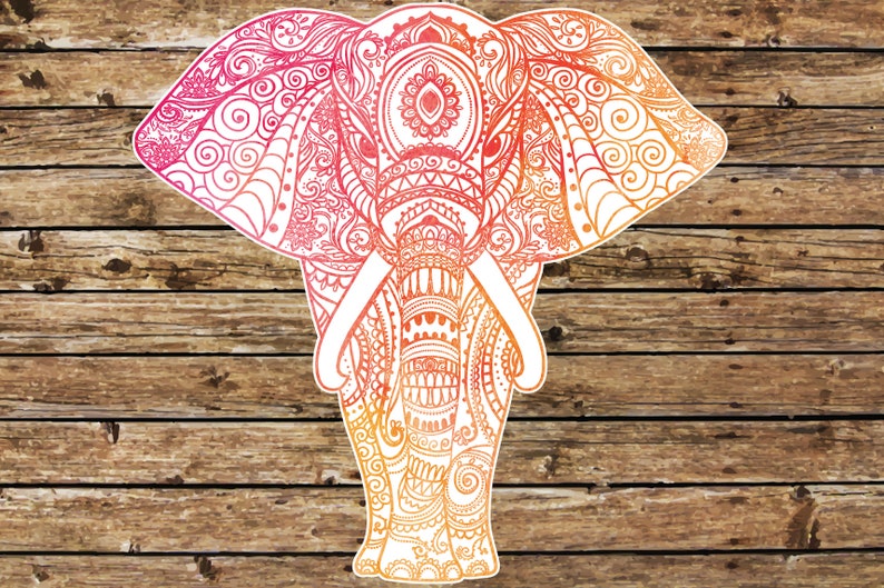 Rainbow Elephant Mandala Sticker Watercolor Mandala