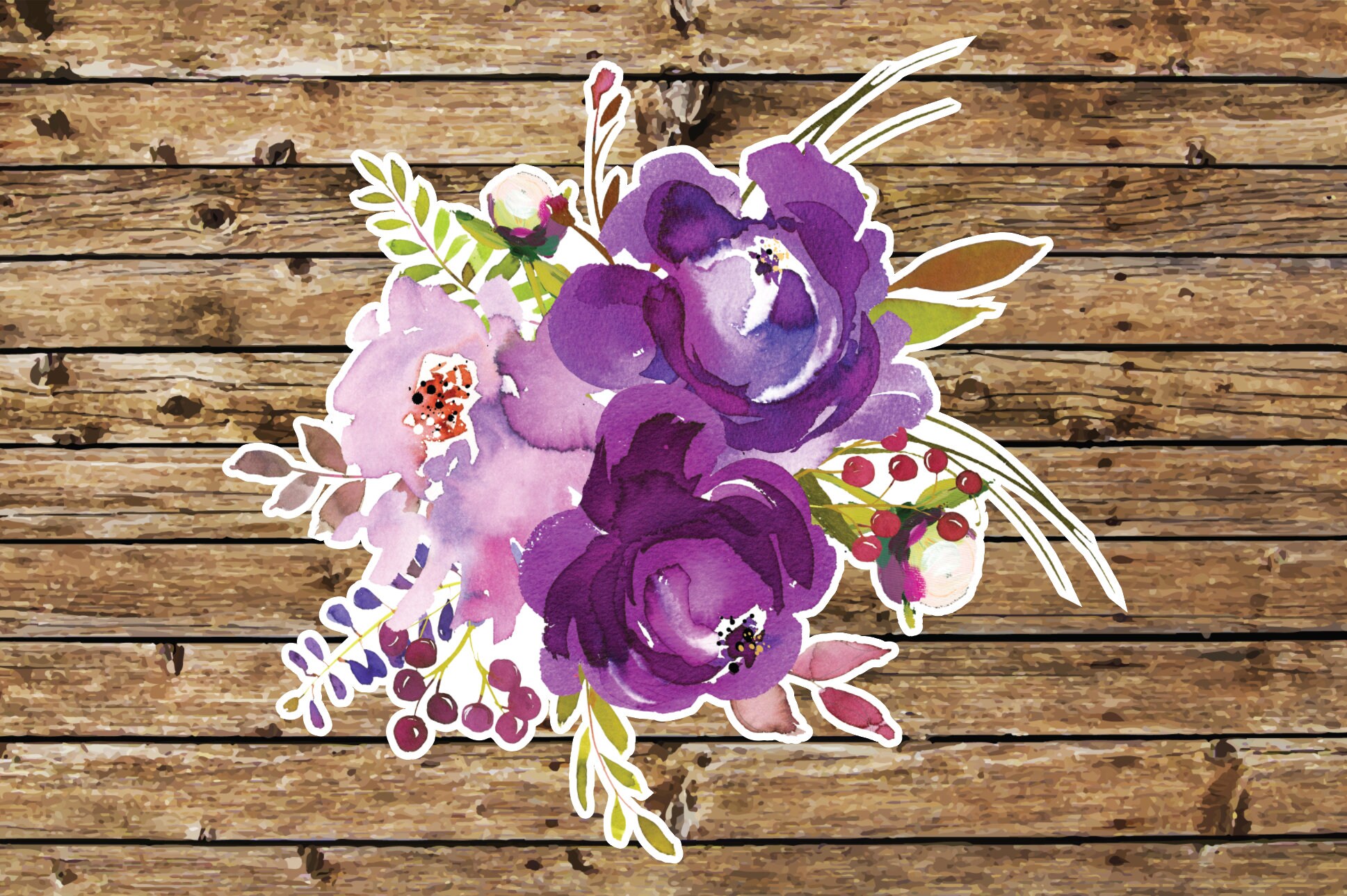 Watercolor Flower Bouquet Sticker Purple Floral Tumbler - Etsy