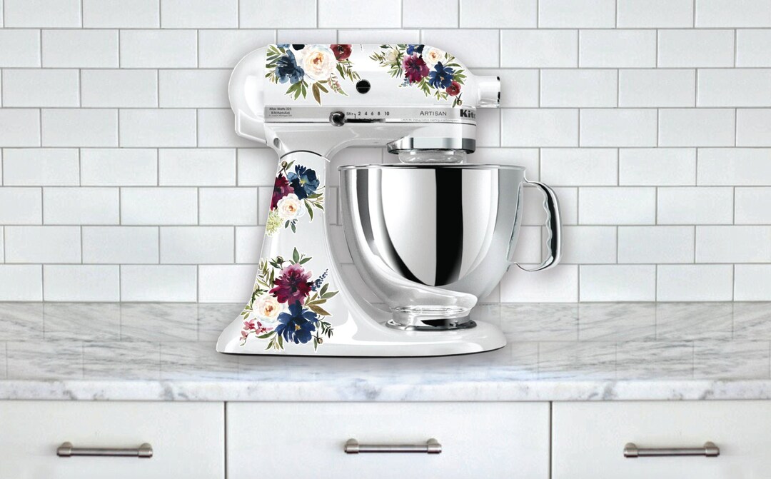Red, White, Blue Flower Mixer Decals Watercolor Floral Decals Kitchen