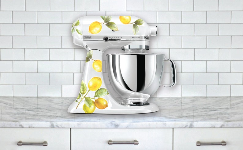 Lemon Branch Mixer Decals Lemon Decals Watercolor Lemon Stickers Stand Mixer Decals Kitchen Sticker Lemon Kitchen Decor image 3