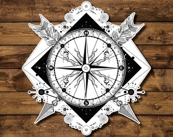 Compass Sticker | Compass Vinyl Decal | Hiking Decal | Camping Decal  | Adventure Decal  | Tumbler Decal