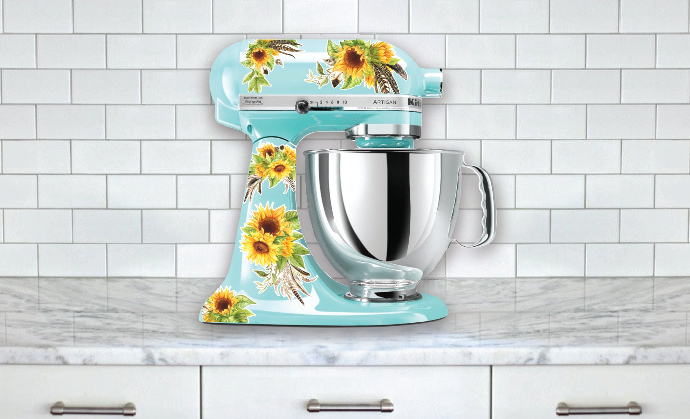 Sunflower Mixer Decals Featured in Pioneer Woman Magazine Watercolor Floral  Decals Sunflower Decal Stand Mixer Decals 