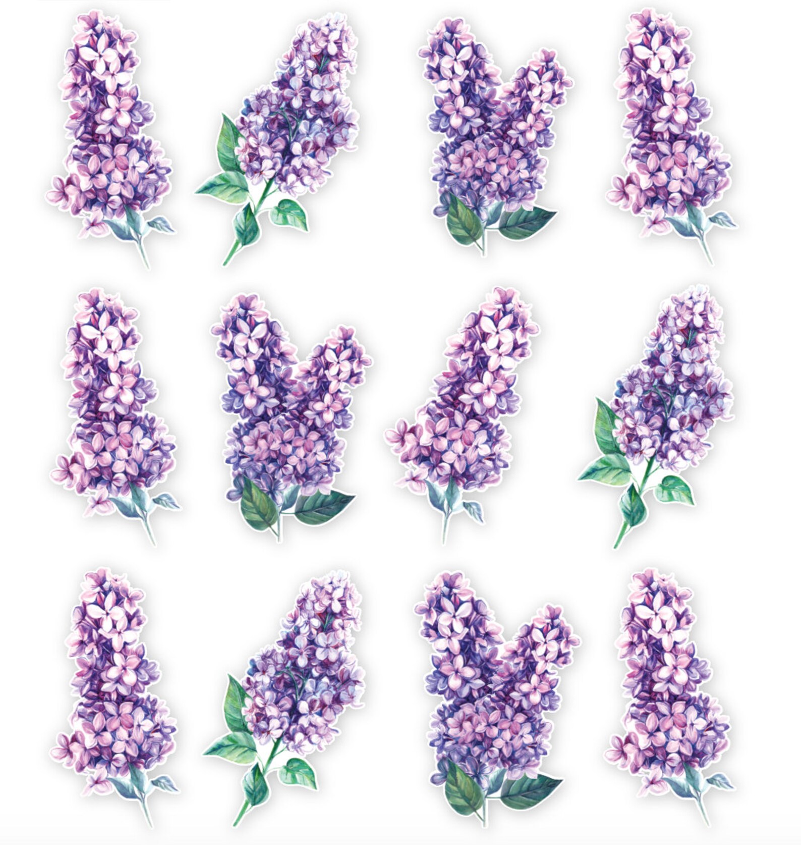 Lilac Flower Decal Pack Watercolor Floral Vinyl Decals Etsy