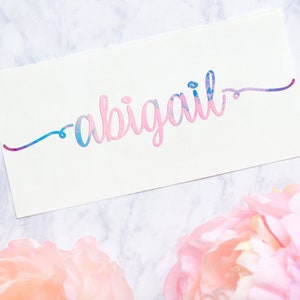 Calligraphy Name Decal | Multi-chrome Name Decal | Holo Name Sticker | Color shifting Name Sticker | Personalized Decal | Opal Vinyl Decal