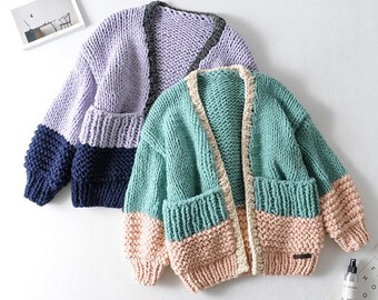 chunky colourful cardigan