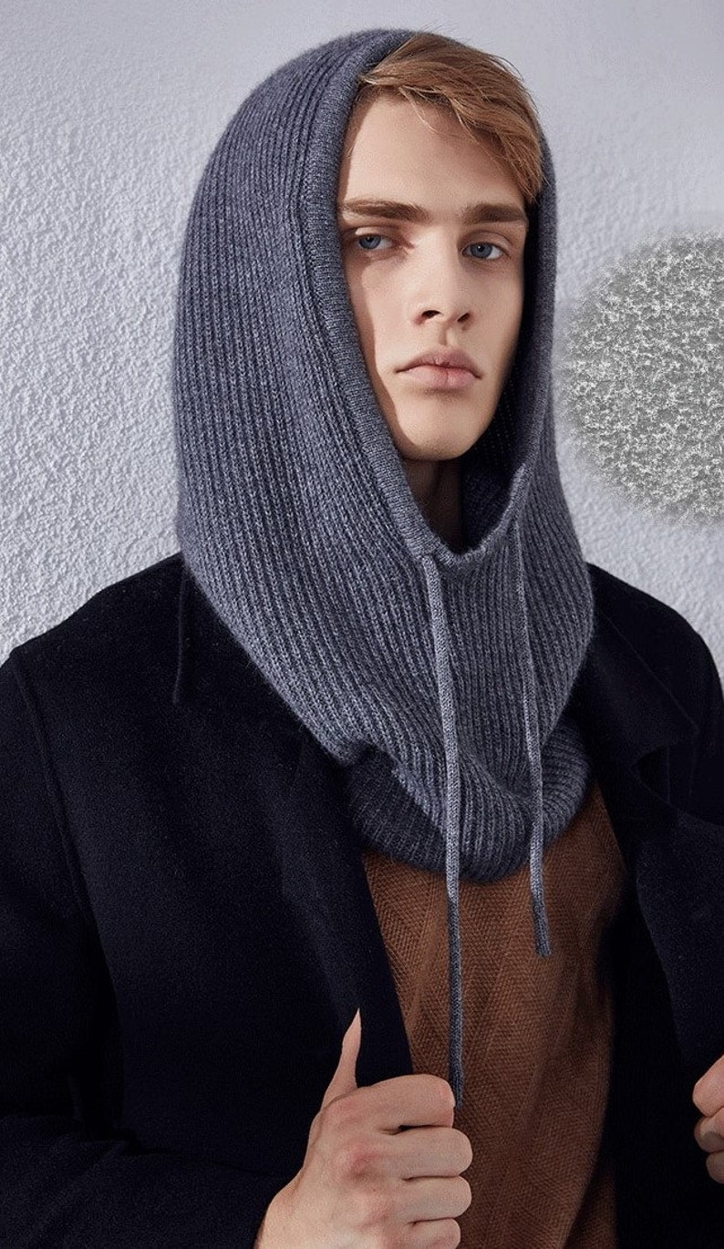 Mens hood scarf mens infinity scarf mens winter hood mens Etsy