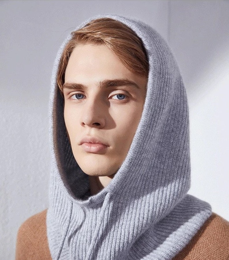 Mens hood scarf mens infinity scarf mens winter hood mens Etsy