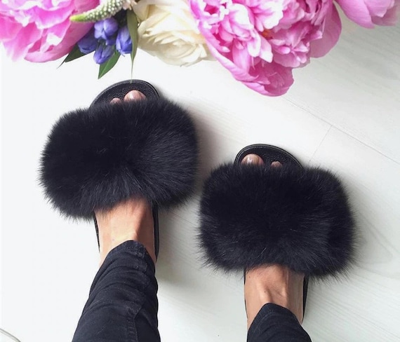 designer fur slides