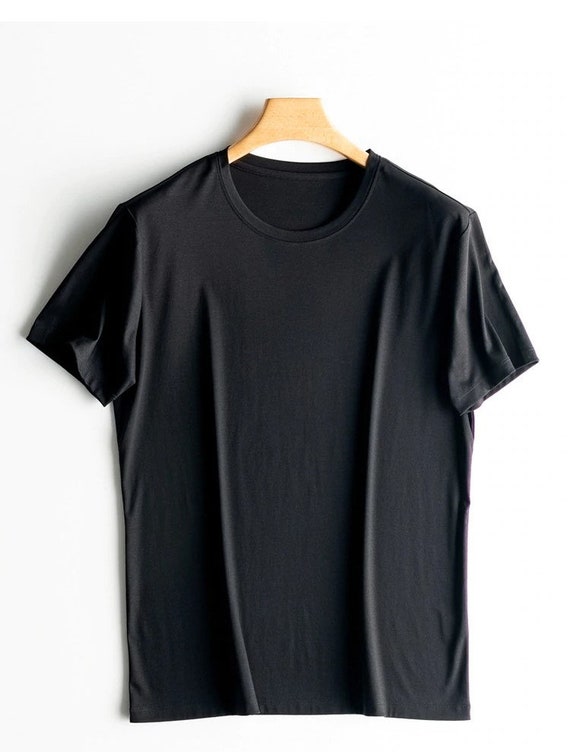 Basic mens t-shirt: cotton silk and viscose high-end mens | Etsy