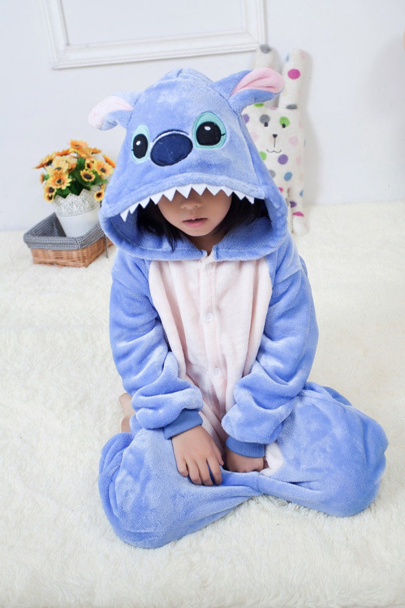 Hooded Onesie Kids Costume Onesie Lilo ans Stitch Cosplay Flannel Kids