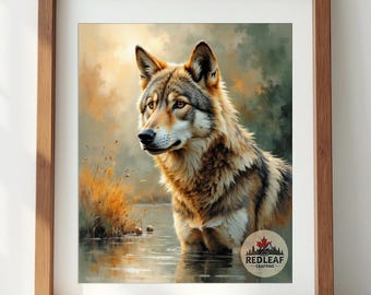 Rustic Wolf Art Print – Cozy Cabin Woodland Decor