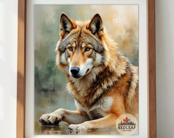 Rustic Wolf Art Print – Matte Paper or Canvas, Cabin Decor