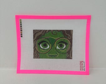 Lienzo bordado con gafas de Elphaba