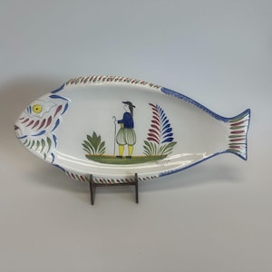 Henriot Quimper Keraluc 16” Long Fish Platter with Breton Woman France Plate